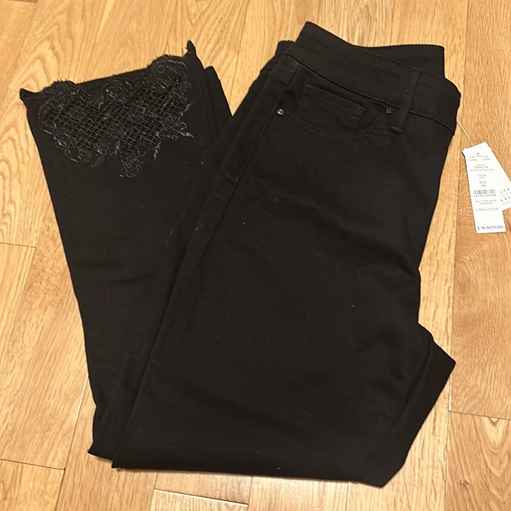 WHBM High Rise Boot Crop with Embroidered Ankle Detail in 4 Short NEW